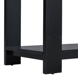 English Elm U_STYLE Minimalist Console Table with Bottom Shelf and Sturdy Four Legs, 63.8" Long Entryway Accent Black N711P173084B