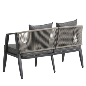 English Elm U_STYLE Heavy-Duty Outdoor Seating Set with Iron Table, Bench & Chairs — Patio, Lawn & Poolside Comfort Gray WY000439AAE