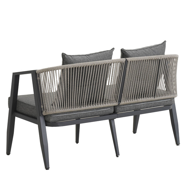 English Elm U_STYLE Heavy-Duty Outdoor Seating Set with Iron Table, Bench & Chairs — Patio, Lawn & Poolside Comfort Gray WY000439AAE
