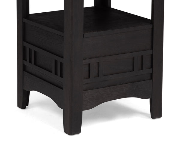 English Elm 1pc Counter Height Extendable Dining Table with 18" Leaf, Fixed Shelf Pedestal, Two-Tone Wood Finish Charcoal Black 45 L x 45 W x 8.5 H B011P373707