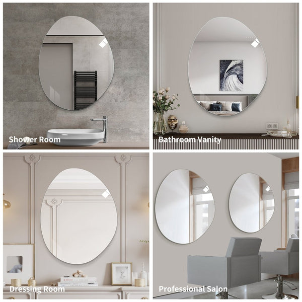 English Elm 40 Inch Asymmetrical Frameless Bathroom Mirror Hd Silver Glass Frosted Edge Vanity W2709P433557