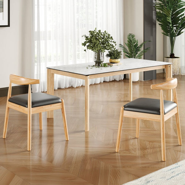 English Elm Weave Dining Chairs Set Of 2 - Mid-Century Modern Oak Frame, Handwoven Seat For Stylish Comfort T3623P371953-GIGA