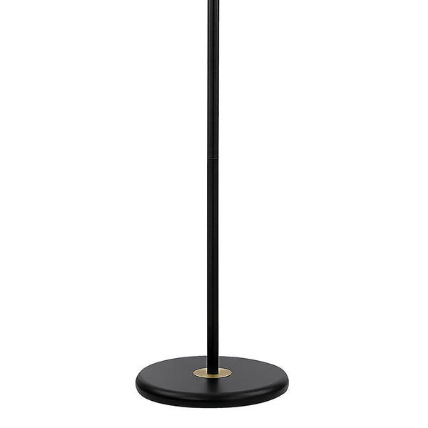 English Elm Crenshaw Mid-Century Black Metal Floor Lamp with Brass Accents, Adjustable Horn Shade for Reading Ambience B062P333401