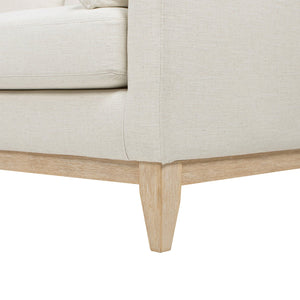 English Elm Jennifer Taylor Home - Pasadena 75.5" Modern Farmhouse Sofa in Flax White Linen — Eco Rubberwood Base, Plush Feather-Blend Pillows B2719P353146