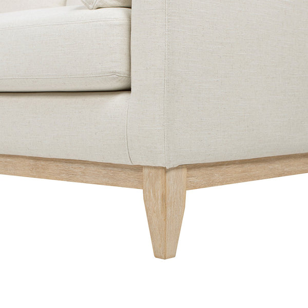 English Elm Jennifer Taylor Home - Pasadena 75.5" Modern Farmhouse Sofa in Flax White Linen — Eco Rubberwood Base, Plush Feather-Blend Pillows B2719P353146