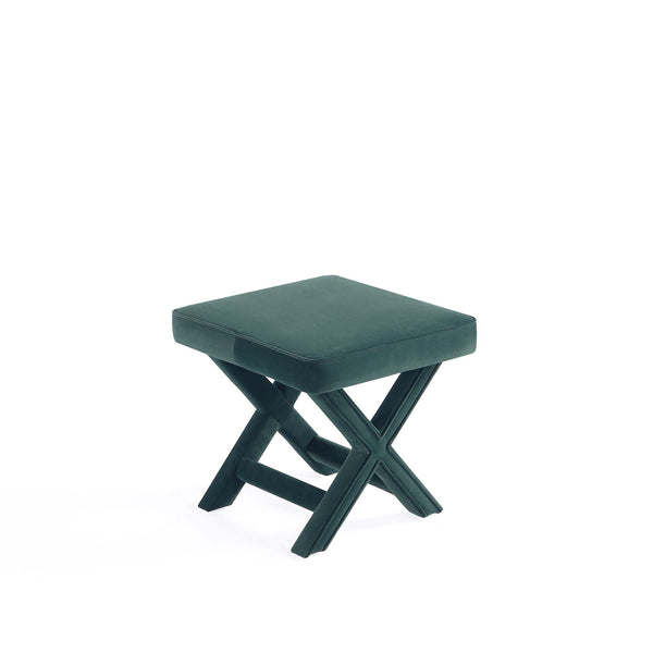 English Elm Abigail Forest Green Velvet Accent Bench – Elegant Upholstered Seating With Chic X-Cross Legs B365P398203