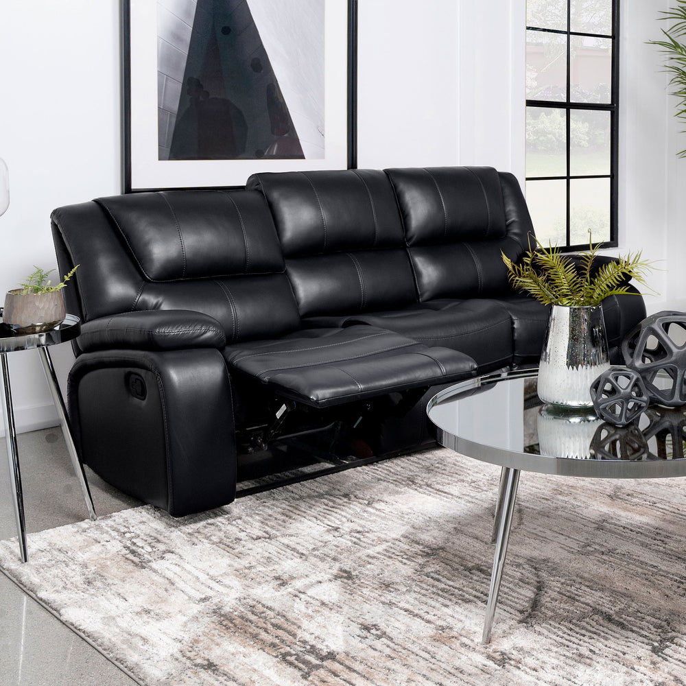 English Elm Elodie Motion Reclining Sofa In Black Faux Leather – Modern Comfort With Dual Recliners & Chic Design B062P354074