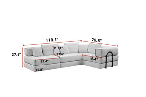 English Elm Oversized Corduroy Modular Sectional Sofa Low Profile Floor Lounge with Six Pillows W1885S00040