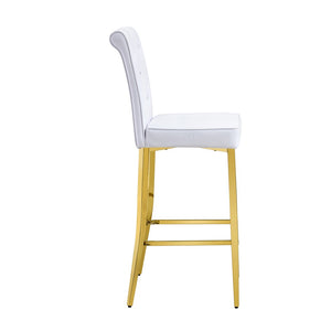 English Elm A Set of 2 Crocodile Embossed Pvc Barstools with Crystal Clasp Detail for Home Bars White W3875P383108
