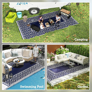 English Elm Outsunny Reversible Polypropylene Outdoor Rug Waterproof Patio Camping Mat with Carry Bag W2225P485605