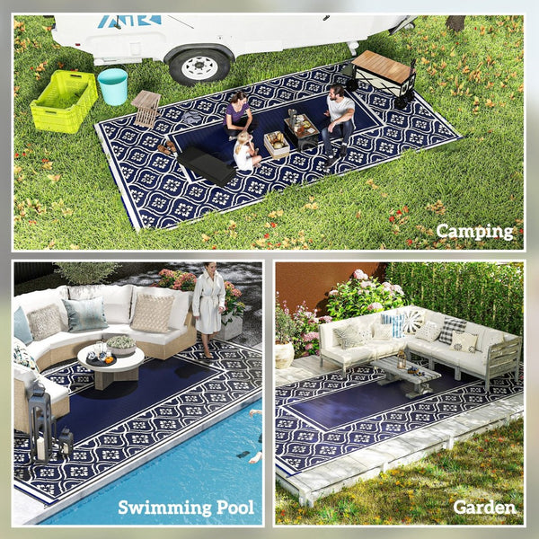 English Elm Outsunny Reversible Polypropylene Outdoor Rug Waterproof Patio Camping Mat with Carry Bag W2225P485605