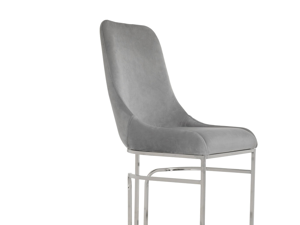 English Elm Emrald Modern Style 2Pc Dining Chairs - Plush Velvet Gray With Sturdy Steel Legs For Comfort B009P298426