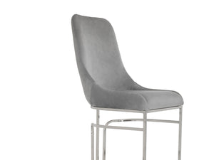 English Elm Emrald Modern Style 2Pc Dining Chairs - Plush Velvet Gray With Sturdy Steel Legs For Comfort B009P298426