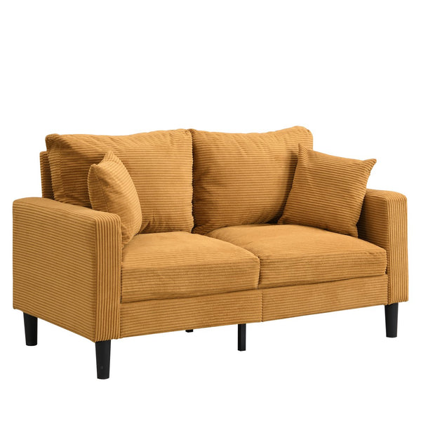 English Elm 57 High-Resilience Loveseat Sofa with Sturdy Wooden Frame, Corduroy Upholstery, Space-Saving Two-Seater Comfort Orange 32.09 L x 25.98 W x 15.55 H W2297P264494