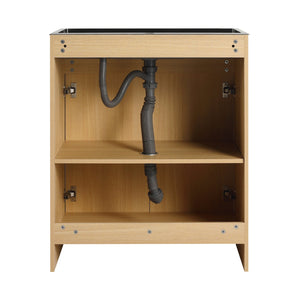 English Elm 28" Freestanding Bathroom Vanity with Gun-Gray Stainless Sink, Soft-Close Doors, Adjustable Shelves, Plywood Finish W999P376890