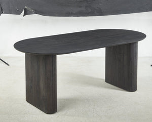 English Elm Extensible Pedestal Dining Table with MDF Top for 4-6, Stylish Durable Design, Easy Assembly, Comfortable Dining Experience Black W234S00107