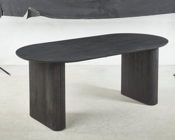 English Elm Extensible Pedestal Dining Table with MDF Top for 4-6, Stylish Durable Design, Easy Assembly, Comfortable Dining Experience Black W234S00107