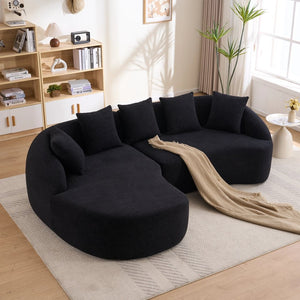 English Elm New Modular Chenille Sectional with Deep Curved Chaise and High-density Foam Seating W2231S00054