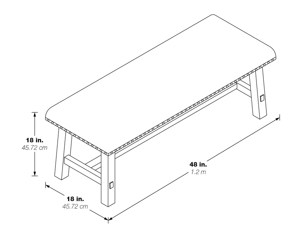 OSP Home Furnishings Callen Bench Grey, Antique Grey base