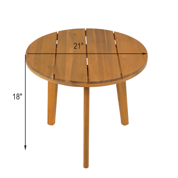 English Elm Christopher Knight Home® - Acacia Teak Round Outdoor Side Table with Slat Panel Top, Weather-Resistant Acacia Wood Design N776P286009T