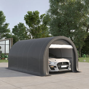 English Elm Outsunny 10x16 Portable Carport Steel Frame Pe Canopy Shelter for Vehicles Gear W2225P200867