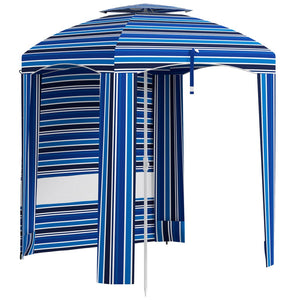 English Elm Outsunny 5.8' Portable Beach Umbrella: Stylish Ruffled Cabana With Double-Top, Vents & Carry Bag W2225P174251-GIGA
