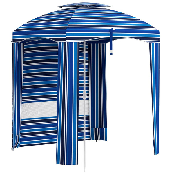 English Elm Outsunny 5.8' Portable Beach Umbrella: Stylish Ruffled Cabana With Double-Top, Vents & Carry Bag W2225P174251-GIGA
