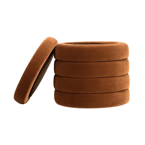 English Elm Jennifer Taylor Home - Fuji Oversized Round Storage Ottoman with Bouclé Upholstery, Kiln-Dried Birch Frame & Hidden Compartment Burnt Orange B2719P238419