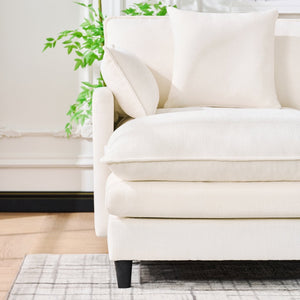 English Elm 140.9-inch U-shaped Modular Sectional Sofa with Ottomans Chenille Cloud Cushions Beige W288S00029