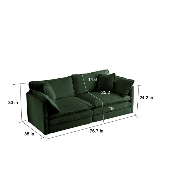 English Elm Modern Green Chenille Sectional Sofa Set - 3-Piece Extra Deep Seats, Modular Loveseat & Chair, Durable Wood Frame, Plush Foam Comfort, Stylish Living Room centerpiece W714S00454
