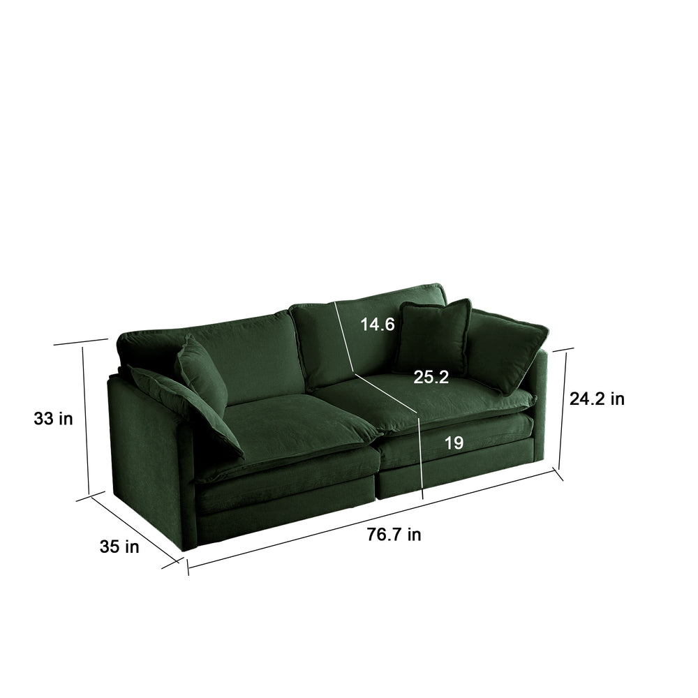 English Elm Chenille Modular 2-Seater L-Sectional with Ottoman, Solid Wood Frame, Breathable Sponge Comfort W714S00457