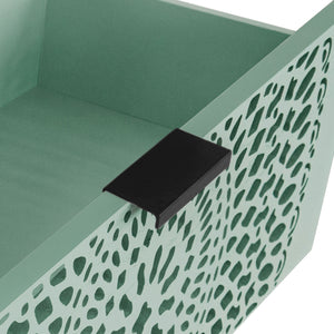 English Elm 3 Drawer Cabinet with Hollow Carved Accents, Solid Pine Feet, Gold Handles & Smooth Metal Slides — Elegant Storage for Entryway Bedroom Living Room Light Green W688138994