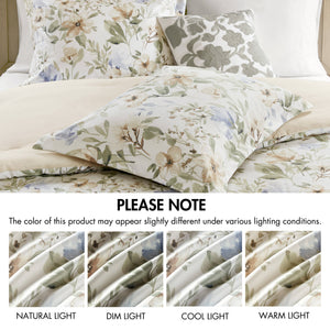 English Elm 6PCS Cal King Cotton Sateen Comforter Set – 300TC Luxury Print, 300gsm Cozy Fill, Bedskirt & Decor Pillows Included B035P341177