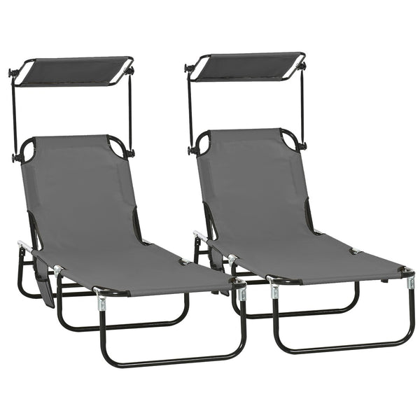 English Elm Outsunny Reclining Outdoor Chaise Lounge Set with Canopy and Steel Frame for Patio W2225P200946