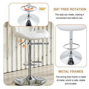 English Elm Set of 2 Adjustable Tufted Pu Barstools with Chrome Base for Kitchen Island or Pub W3875P382615