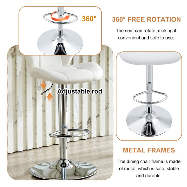 English Elm Set of 2 Adjustable Tufted Pu Barstools with Chrome Base for Kitchen Island or Pub W3875P382615