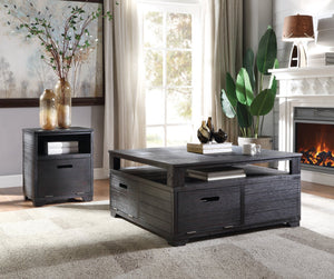 English Elm Kamilia Antique Black End Table with Drop-Down Door & Open Compartment, Pine Veneer, Timeless Charm B2726P244374