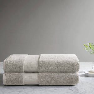 JLA Home Madison Park Signature - 100% Turkish Cotton Bath Sheet Set — Spa-Soft Low-Twist Plush, Highly Absorbent Dobby Border, OEKO-TEX Approved Grey MPS73-533