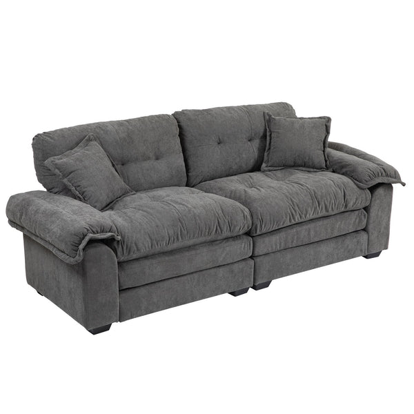 English Elm 84" Chenille Sofa Loveseat with Memory Foam & Pocket Springs, Plush Dual-Layer Comfort, Sturdy Frame Grey W676S00013