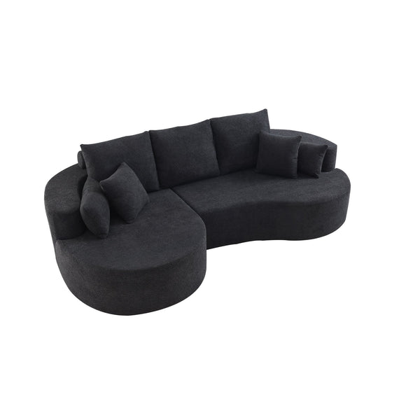 English Elm Christopher Knight Home® - 106 Cloud Curved Sectional Sofa with Chaise — Plush Chenille, High-Elastic Foam, No Assembly Required Black N773IS00013B