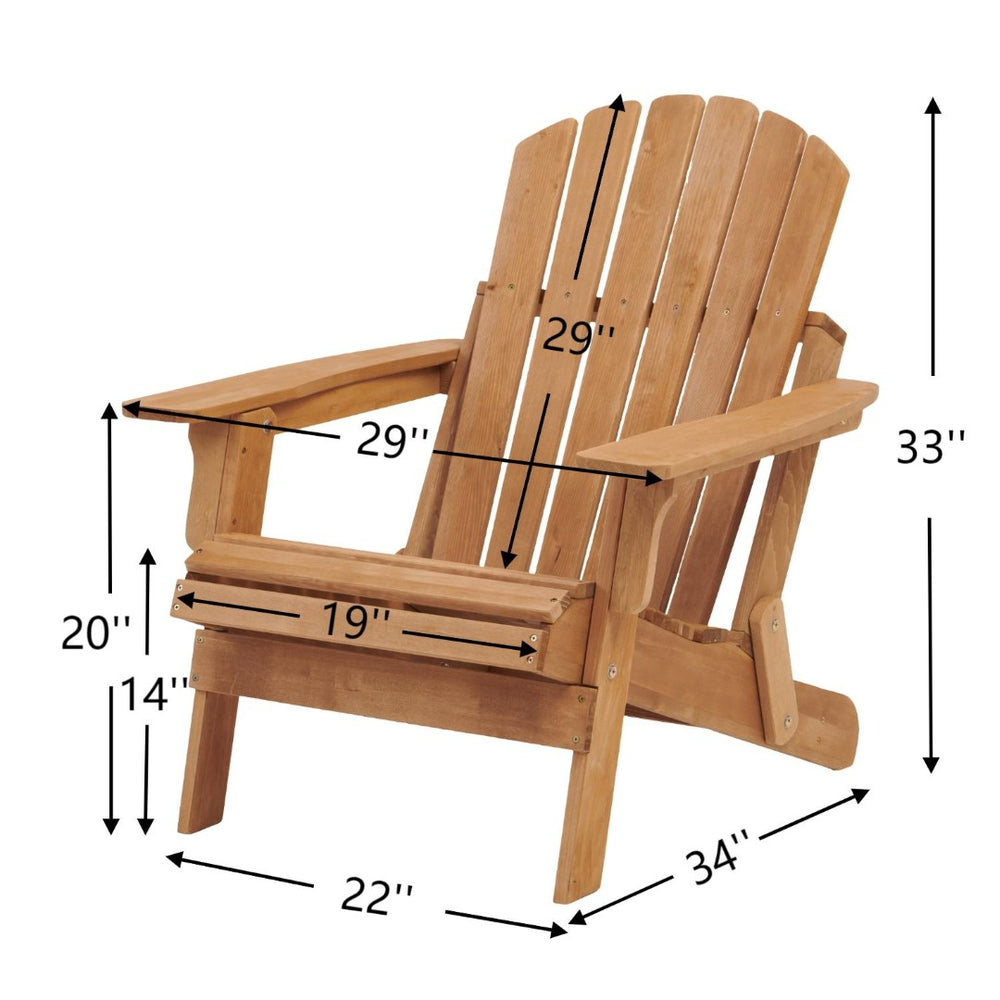 English Elm Oversize Hemlock Wood Folding Adirondack Chair for Porch Poolside Patio Backyard W2640P307500
