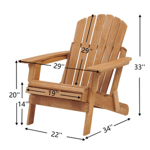 English Elm Oversize Hemlock Wood Folding Adirondack Chair for Porch Poolside Patio Backyard W2640P307500