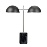 English Elm Ashcroft Furniture - Nova Hydro Black Table Lamp With On/Off Switch Double Lamp With Faux Marble Base