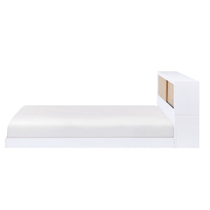 English Elm White Full Bed With Bookcase Headboard - Stylish Youth Furniture With Storage For Modern Bedrooms B011S01616-GIGA