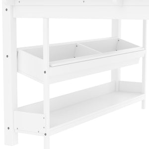 English Elm Twin Low Loft Bed Solid Pine Frame Kids Study Desk Blackboard Storage White Light White W1580S00299