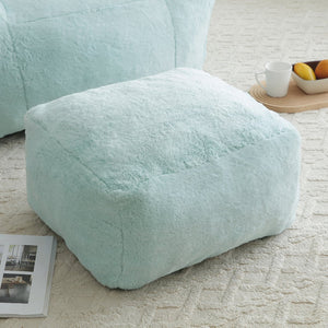 English Elm Giant Foam-Filled Bean Bag Chair with Footstool, Shell-Shaped Faux Fur Sofa for Gaming Reading уют Light Blue W2677P306795