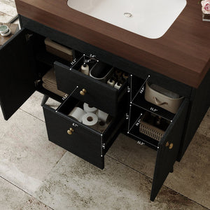 English Elm 36" Freestanding Bathroom Vanity Sintered Stone Top Ceramic Sink Stainless Steel Legs Black,Gold,Walnut,White W3136S00073
