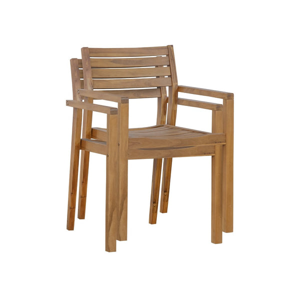 English Elm U_style Solid Acacia Wood Outdoor Dining Set Seats Four with Umbrella Hole Patio Natural WY000477AAO