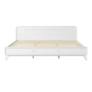 English Elm Pine Solid Wood King Bed Matte Finish Platform Frame Tall Headboard No Box Spring White N770PK291028K