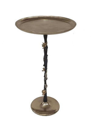 English Elm 13.8x13.8x24" Gold Aluminum Rope Knot Side Table with Polished White Marble Base W2078P461587